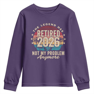 The Legend Has Retired 2026 Youth Sweatshirt Retro Funny Retirement TS10 Purple Print Your Wear