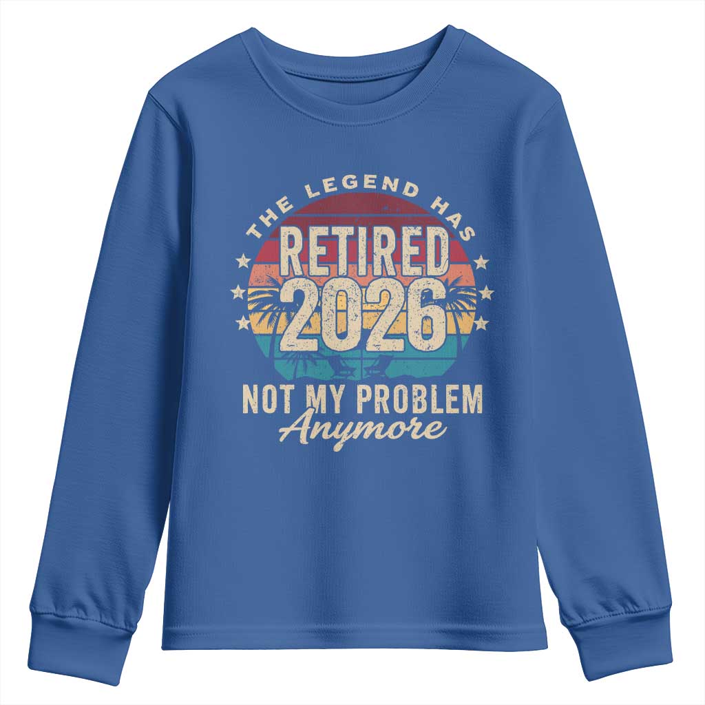 The Legend Has Retired 2026 Youth Sweatshirt Retro Funny Retirement TS10 Royal Blue Print Your Wear