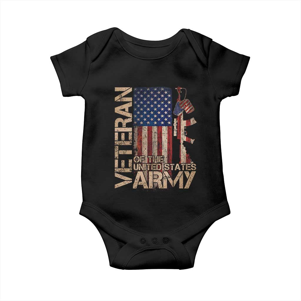 Veteran Of The United States Baby Onesie Army US Flag Veteran Patriotic TS10 Black Print Your Wear