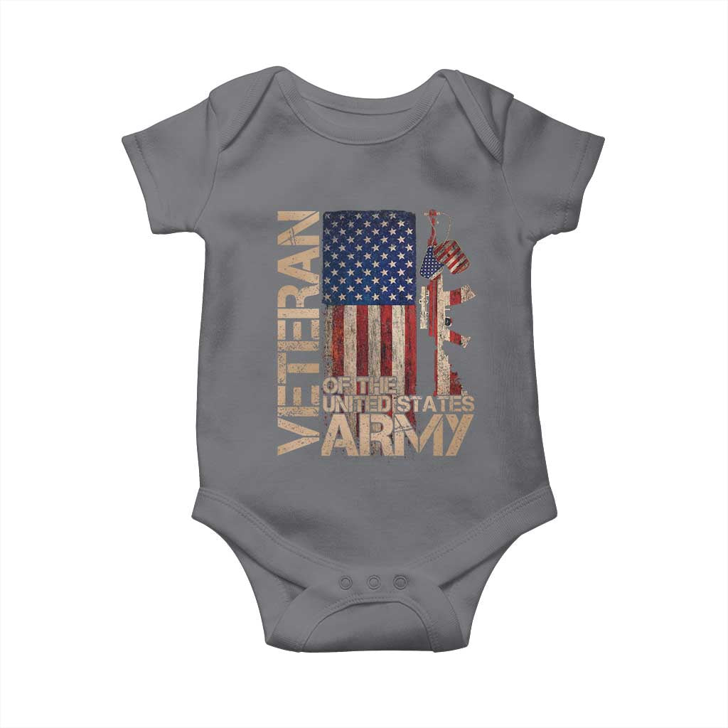 Veteran Of The United States Baby Onesie Army US Flag Veteran Patriotic TS10 Charcoal Print Your Wear