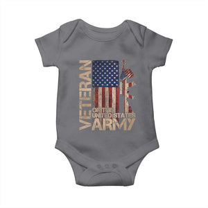 Veteran Of The United States Baby Onesie Army US Flag Veteran Patriotic TS10 Charcoal Print Your Wear