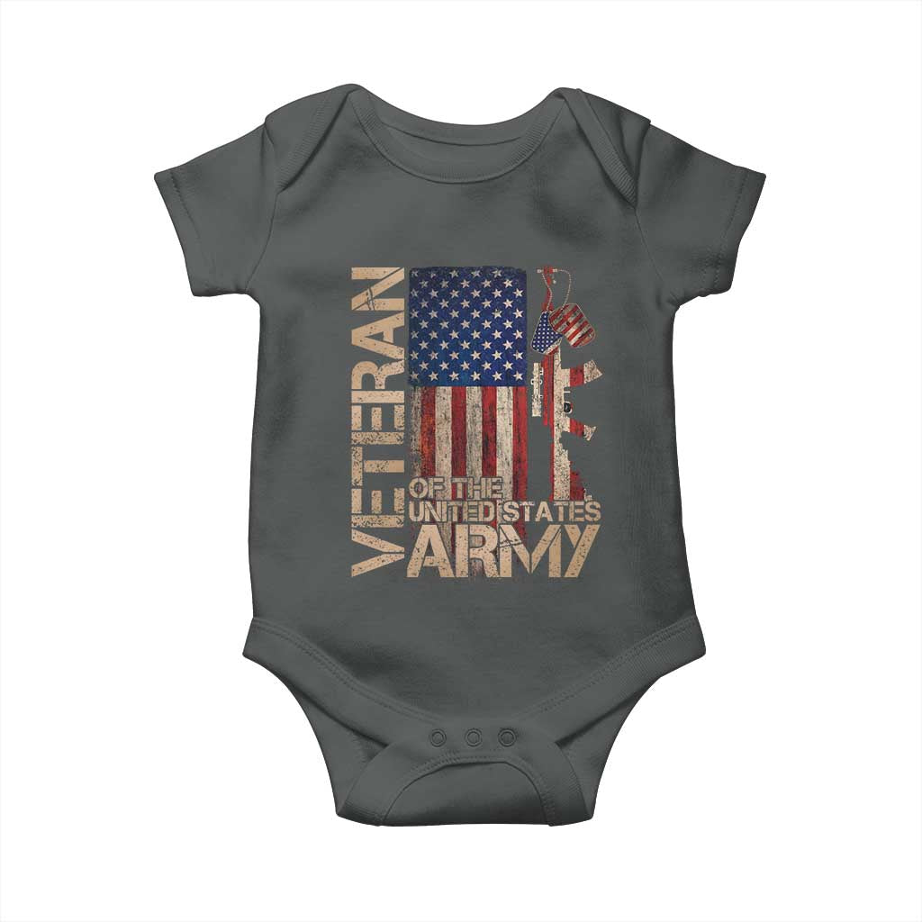 Veteran Of The United States Baby Onesie Army US Flag Veteran Patriotic TS10 Dark Heather Print Your Wear