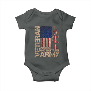 Veteran Of The United States Baby Onesie Army US Flag Veteran Patriotic TS10 Dark Heather Print Your Wear