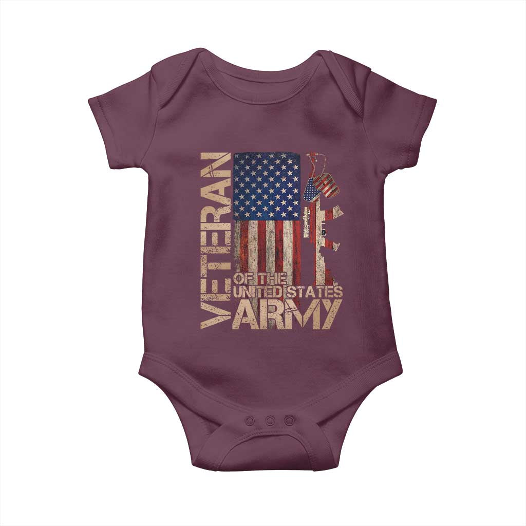 Veteran Of The United States Baby Onesie Army US Flag Veteran Patriotic TS10 Maroon Print Your Wear