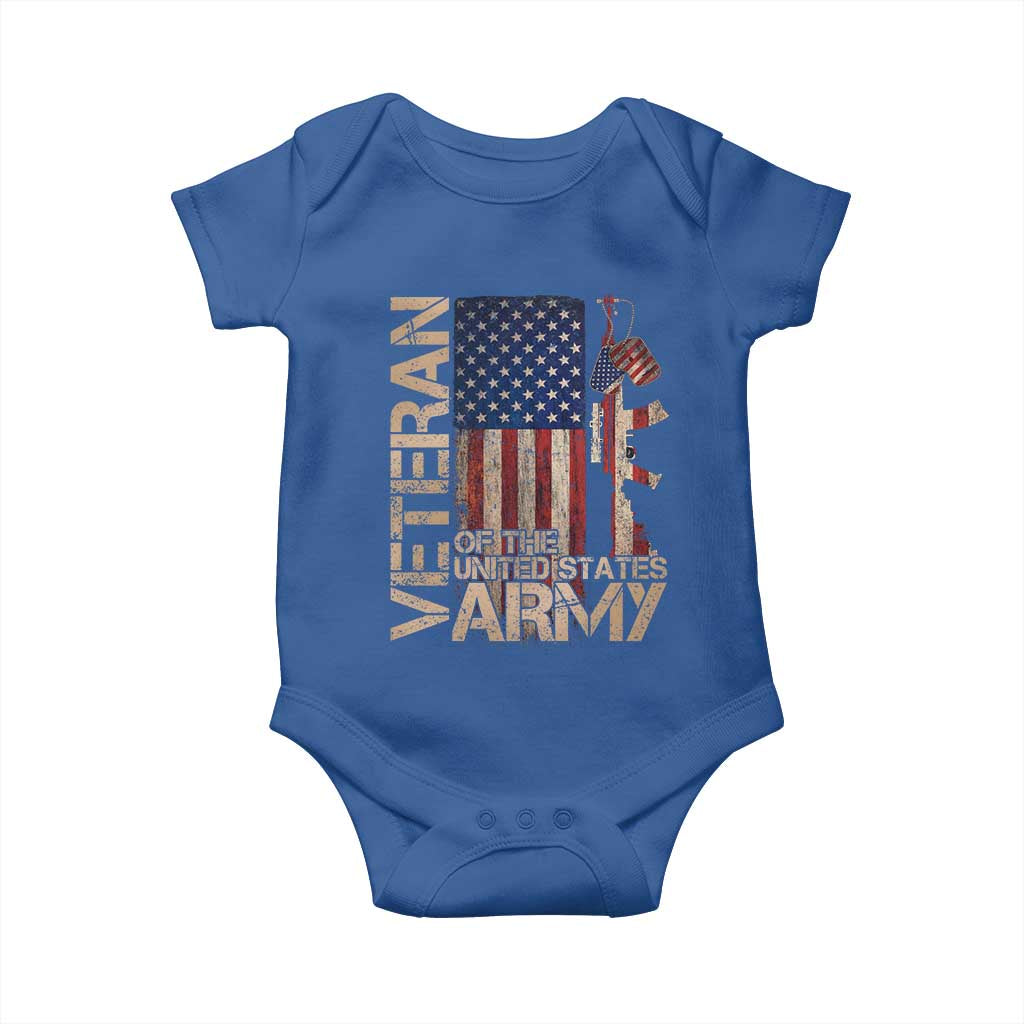 Veteran Of The United States Baby Onesie Army US Flag Veteran Patriotic TS10 Royal Blue Print Your Wear