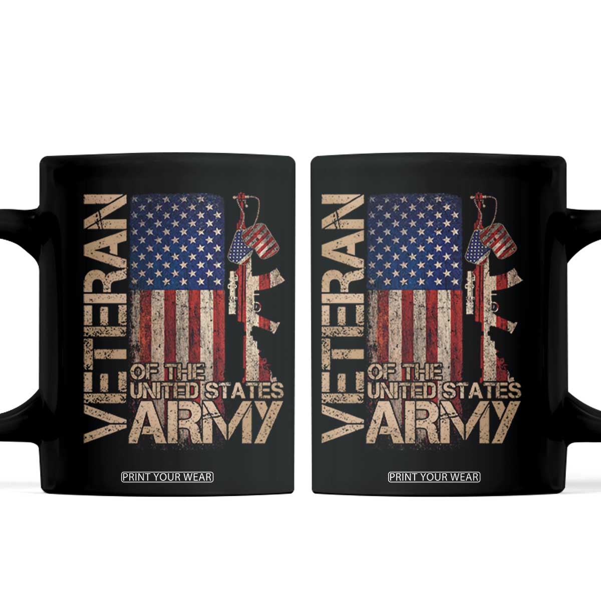 Veteran Of The United States Coffee Mug Army US Flag Veteran Patriotic TS10 Black Print Your Wear