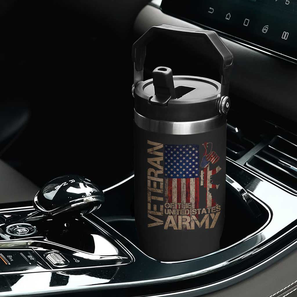 Veteran Of The United States Flip Straw Tumbler Army US Flag Veteran Patriotic TS10 Print Your Wear