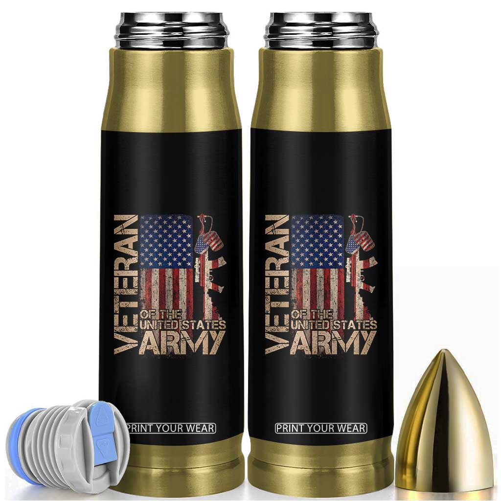Veteran Of The United States Bullet Tumbler Army US Flag Veteran Patriotic TS10 Black Print Your Wear