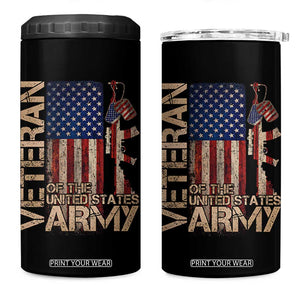 Veteran Of The United States 4 in 1 Can Cooler Tumbler Army US Flag Veteran Patriotic TS10 One Size: 16 oz Black Print Your Wear