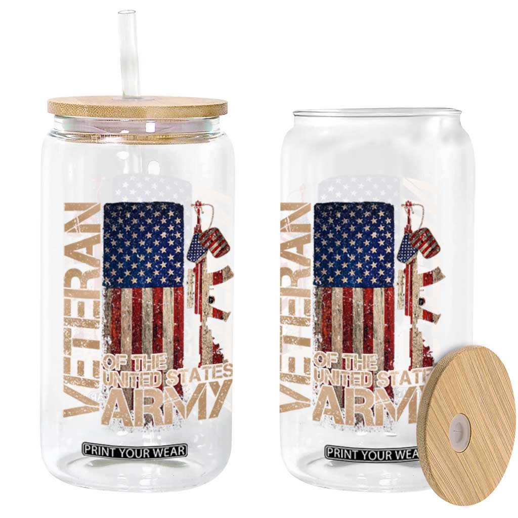 Veteran Of The United States Glass Can Army US Flag Veteran Patriotic TS10 Print Your Wear