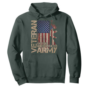 Veteran Of The United States Hoodie Army US Flag Veteran Patriotic TS10 Dark Forest Green Print Your Wear