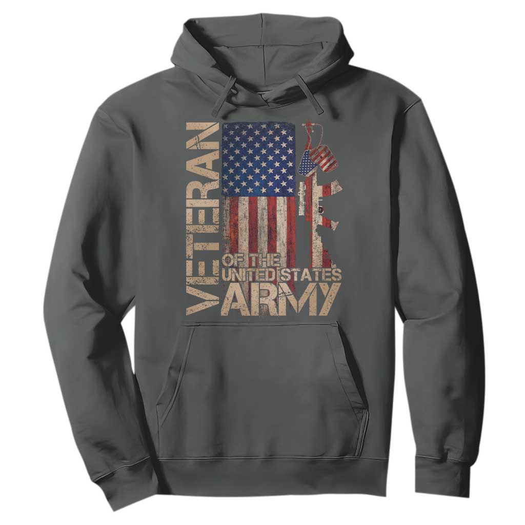 Veteran Of The United States Hoodie Army US Flag Veteran Patriotic TS10 Dark Heather Print Your Wear