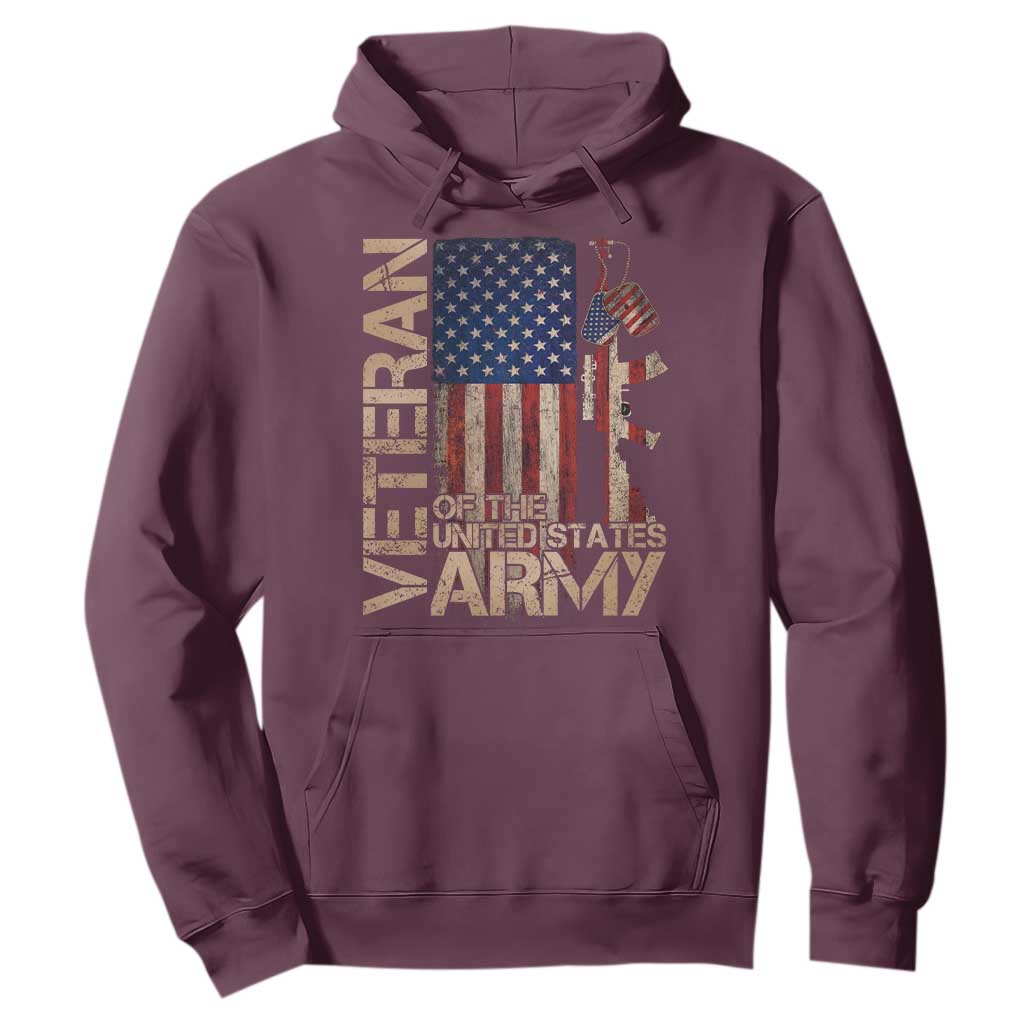 Veteran Of The United States Hoodie Army US Flag Veteran Patriotic TS10 Maroon Print Your Wear