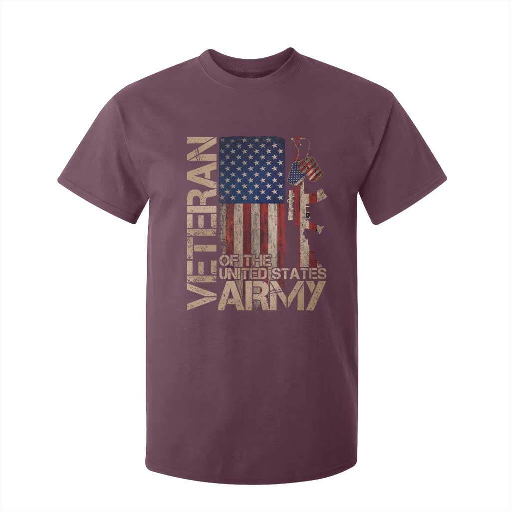 Veteran Of The United States T Shirt For Kid Army US Flag Veteran Patriotic TS10 Maroon Print Your Wear