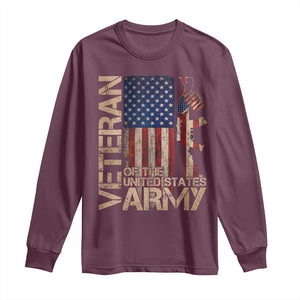 Veteran Of The United States Long Sleeve Shirt Army US Flag Veteran Patriotic TS10 Maroon Print Your Wear