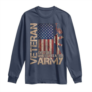 Veteran Of The United States Long Sleeve Shirt Army US Flag Veteran Patriotic TS10 Navy Print Your Wear