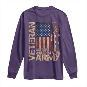 Veteran Of The United States Long Sleeve Shirt Army US Flag Veteran Patriotic TS10 Purple Print Your Wear