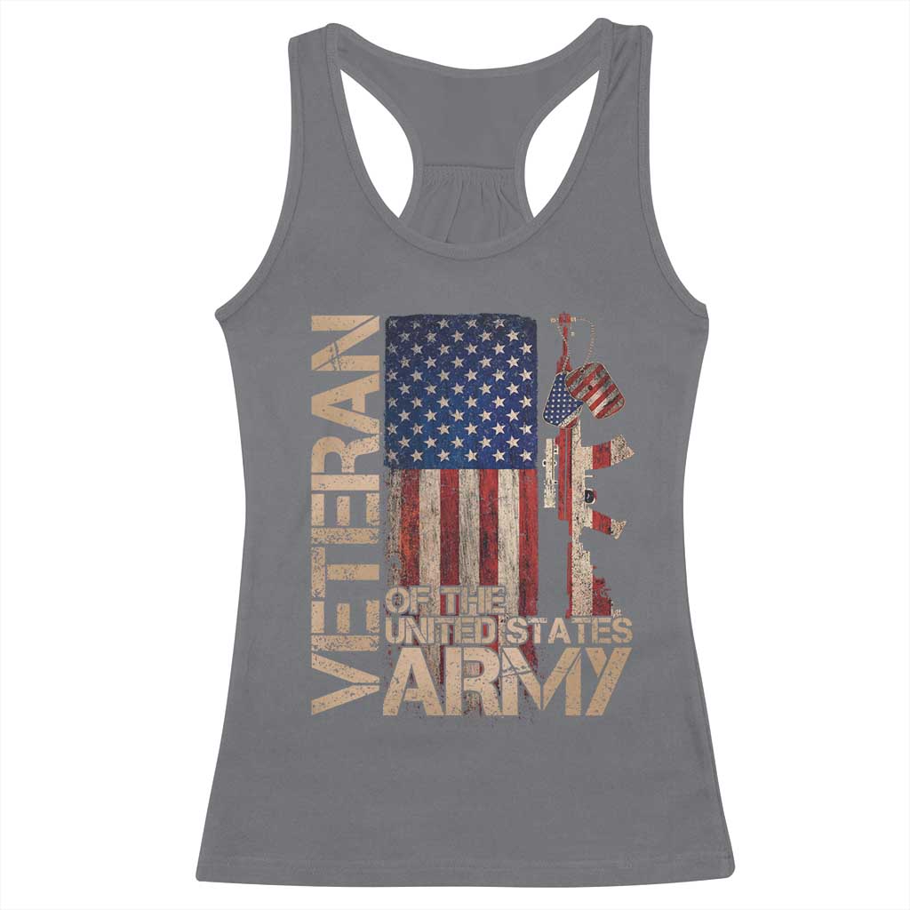 Veteran Of The United States Racerback Tank Top Army US Flag Veteran Patriotic TS10 Charcoal Print Your Wear
