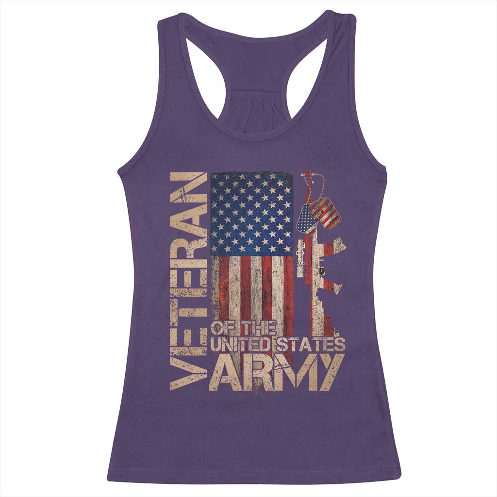 Veteran Of The United States Racerback Tank Top Army US Flag Veteran Patriotic TS10 Purple Print Your Wear
