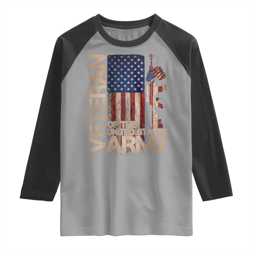 Veteran Of The United States Raglan Shirt Army US Flag Veteran Patriotic TS10 Sport Gray Black Print Your Wear