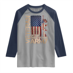 Veteran Of The United States Raglan Shirt Army US Flag Veteran Patriotic TS10 Sport Gray Navy Print Your Wear