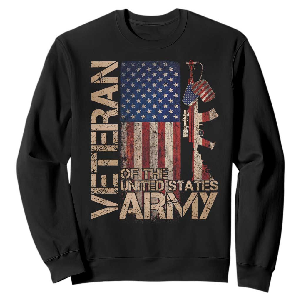 Veteran Of The United States Sweatshirt Army US Flag Veteran Patriotic TS10 Black Print Your Wear