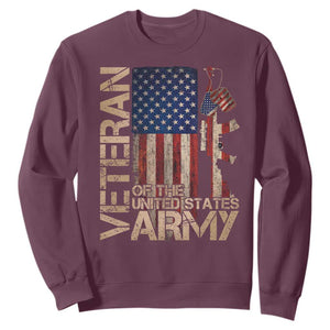 Veteran Of The United States Sweatshirt Army US Flag Veteran Patriotic TS10 Maroon Print Your Wear