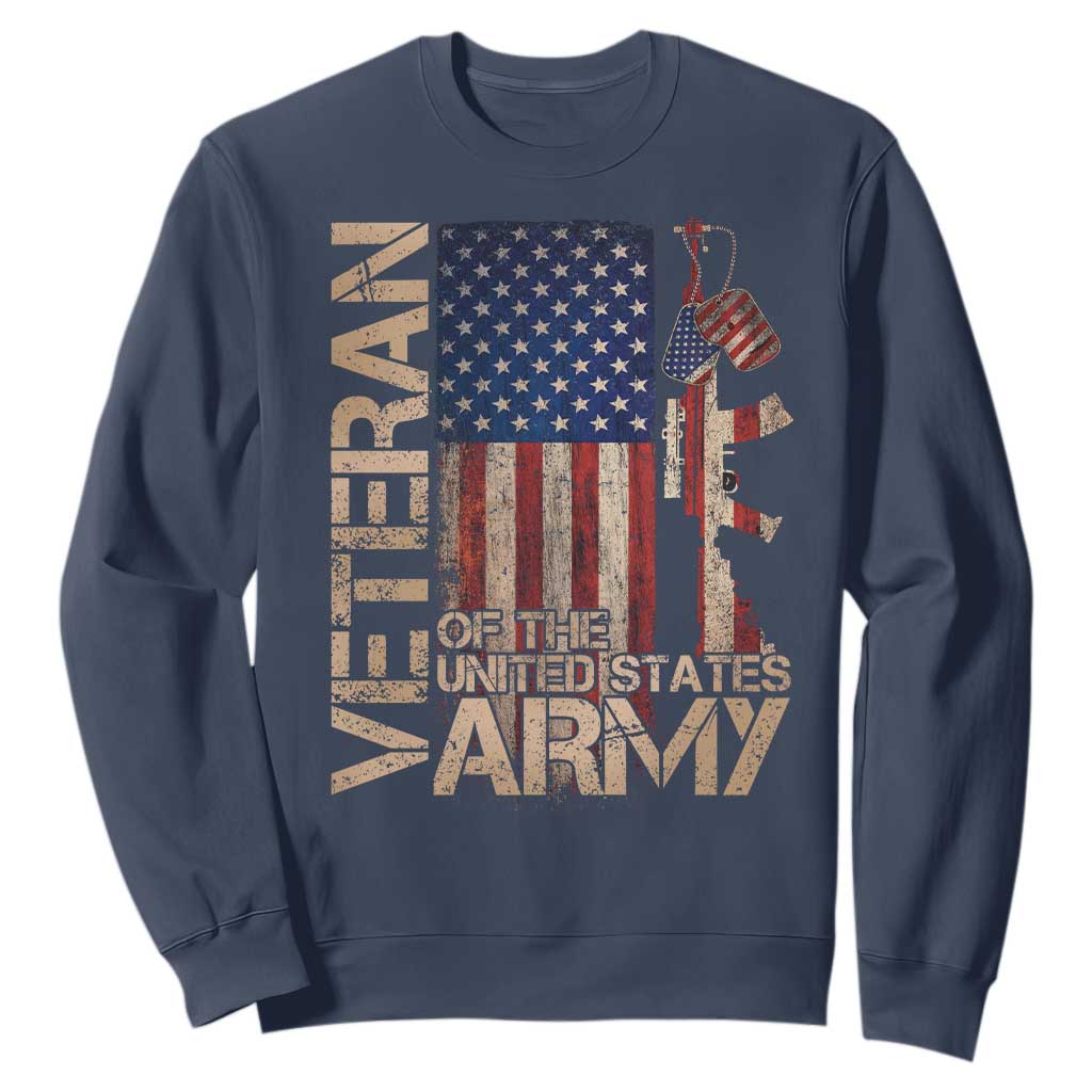 Veteran Of The United States Sweatshirt Army US Flag Veteran Patriotic TS10 Navy Print Your Wear