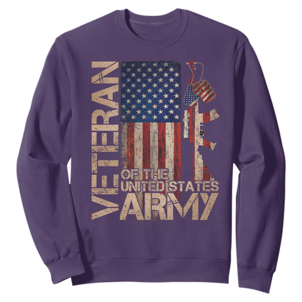 Veteran Of The United States Sweatshirt Army US Flag Veteran Patriotic TS10 Purple Print Your Wear