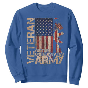Veteran Of The United States Sweatshirt Army US Flag Veteran Patriotic TS10 Royal Blue Print Your Wear