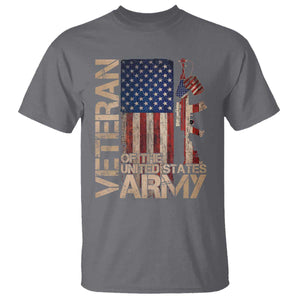 Veteran Of The United States T Shirt Army US Flag Veteran Patriotic TS10 Charcoal Print Your Wear