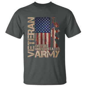 Veteran Of The United States T Shirt Army US Flag Veteran Patriotic TS10 Dark Heather Print Your Wear