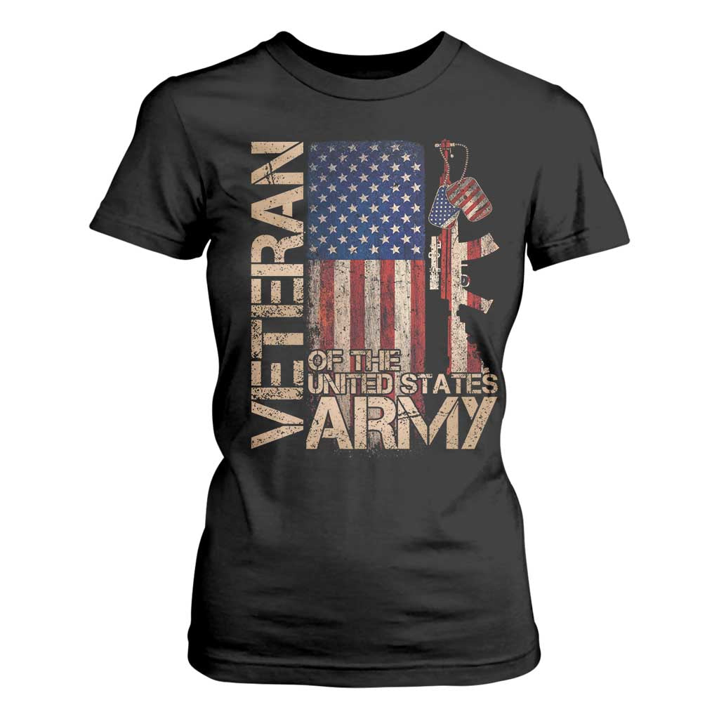 Veteran Of The United States T Shirt For Women Army US Flag Veteran Patriotic TS10 Black Print Your Wear