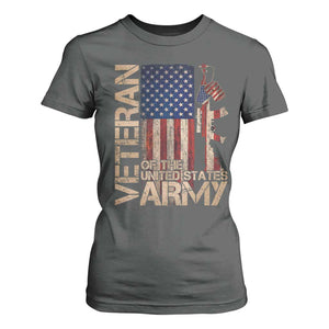 Veteran Of The United States T Shirt For Women Army US Flag Veteran Patriotic TS10 Dark Heather Print Your Wear