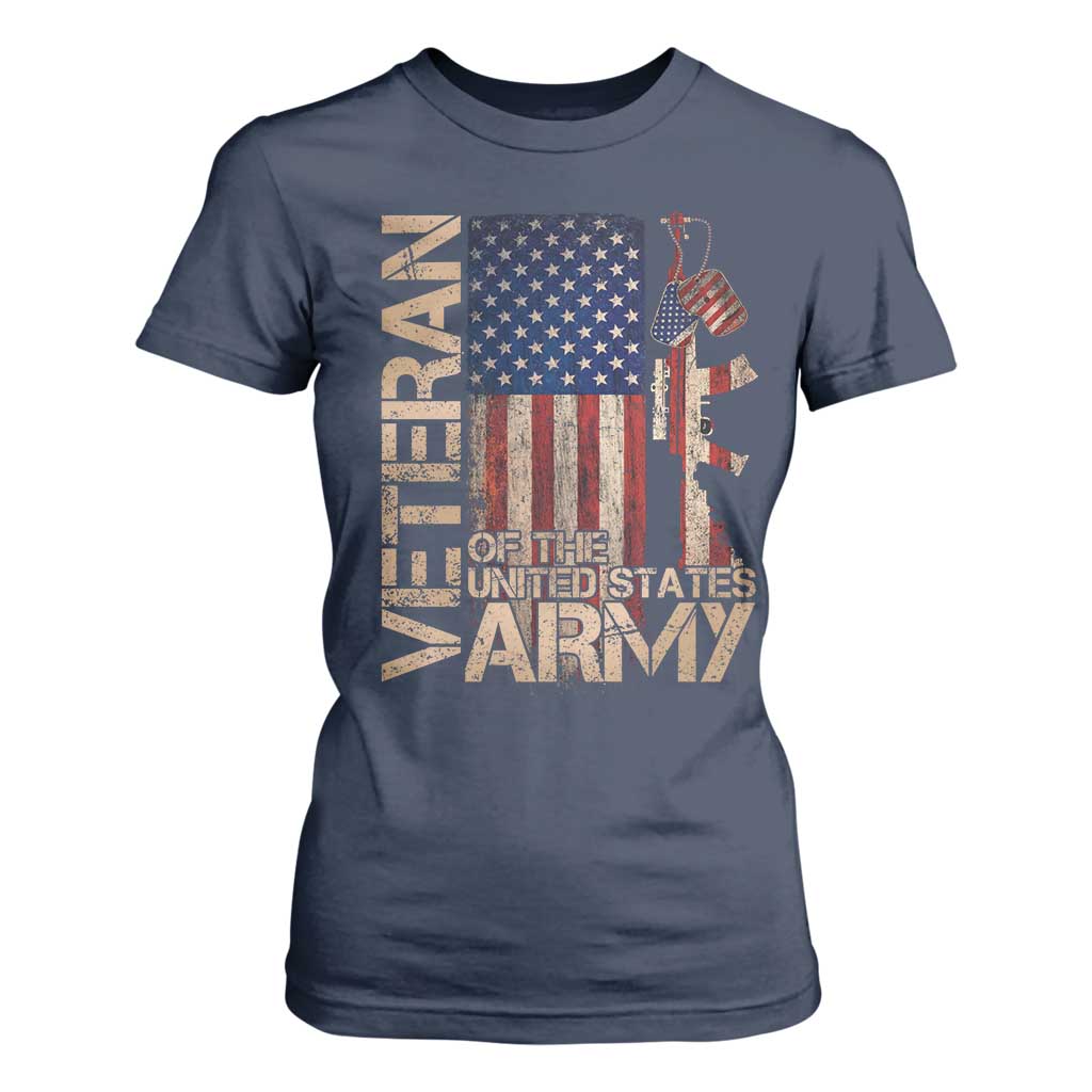 Veteran Of The United States T Shirt For Women Army US Flag Veteran Patriotic TS10 Navy Print Your Wear