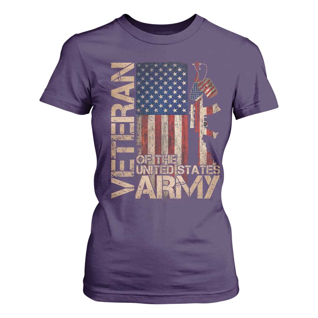 Veteran Of The United States T Shirt For Women Army US Flag Veteran Patriotic TS10 Purple Print Your Wear