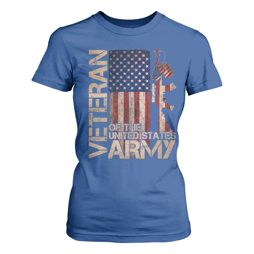 Veteran Of The United States T Shirt For Women Army US Flag Veteran Patriotic TS10 Royal Blue Print Your Wear