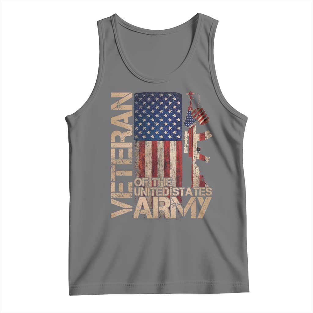 Veteran Of The United States Tank Top Army US Flag Veteran Patriotic TS10 Black Heather Print Your Wear