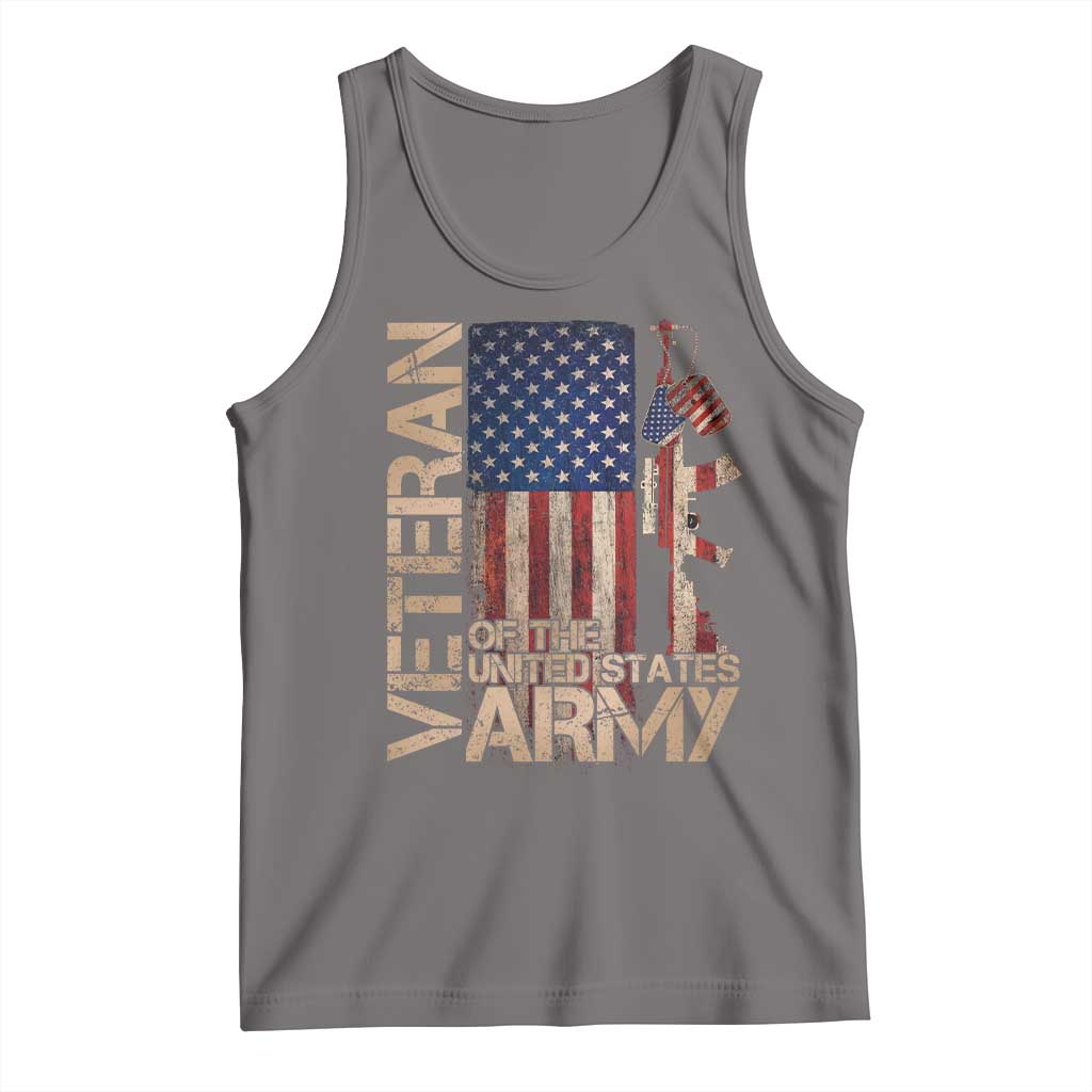 Veteran Of The United States Tank Top Army US Flag Veteran Patriotic TS10 Deep Heather Print Your Wear