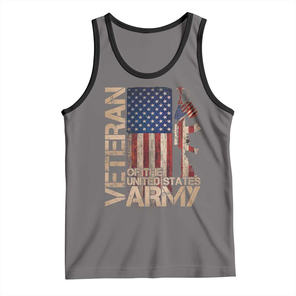 Veteran Of The United States Tank Top Army US Flag Veteran Patriotic TS10 Deep Heather Black Print Your Wear
