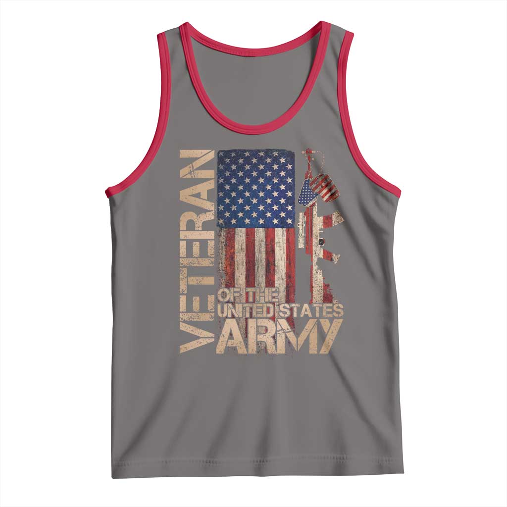 Veteran Of The United States Tank Top Army US Flag Veteran Patriotic TS10 Deep Heather Red Print Your Wear
