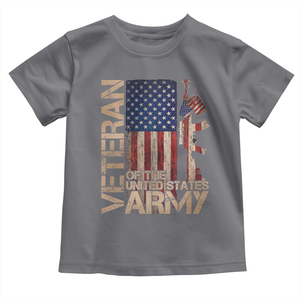 Veteran Of The United States Toddler T Shirt Army US Flag Veteran Patriotic TS10 Charcoal Print Your Wear