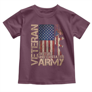 Veteran Of The United States Toddler T Shirt Army US Flag Veteran Patriotic TS10 Maroon Print Your Wear