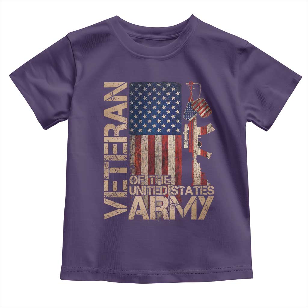 Veteran Of The United States Toddler T Shirt Army US Flag Veteran Patriotic TS10 Purple Print Your Wear