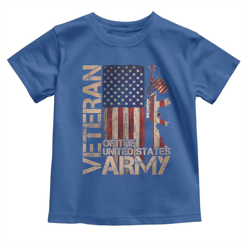Veteran Of The United States Toddler T Shirt Army US Flag Veteran Patriotic TS10 Royal Blue Print Your Wear