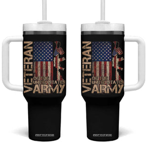 Veteran Of The United States Tumbler With Handle Army US Flag Veteran Patriotic TS10 One Size: 40 oz Black Print Your Wear