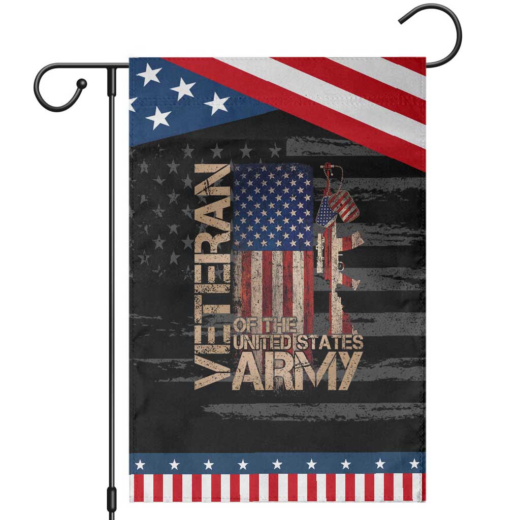 Veteran Of The United States Garden Flag Army US Flag Veteran Patriotic TS10 Distressed Black Blue Print Your Wear