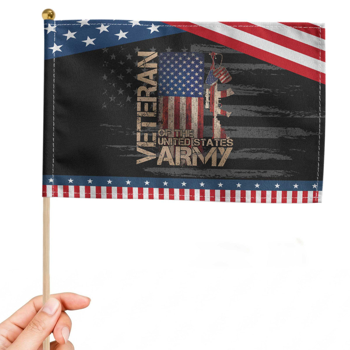 Veteran Of The United States Patriotic Handheld Flag Army US Flag Veteran TS10 Distressed 8.2