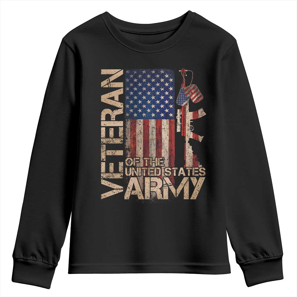 Veteran Of The United States Youth Sweatshirt Army US Flag Veteran Patriotic TS10 Black Print Your Wear
