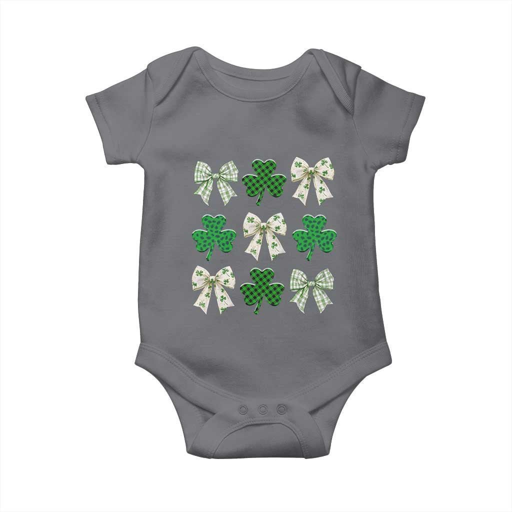 St Patricks Day Lucky Coquette Baby Onesie Leopard Shamrocks Bow Irish Gift TS10 Charcoal Print Your Wear